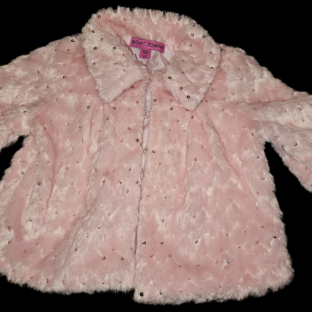 Betsey Johnson Pink Plush Cape with Sparkle